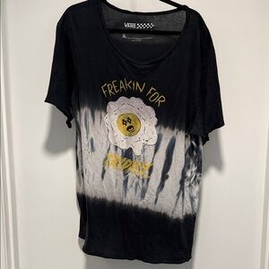 Vans Dark Navy and White Tie-dyed Tee with Fried Egg Logo